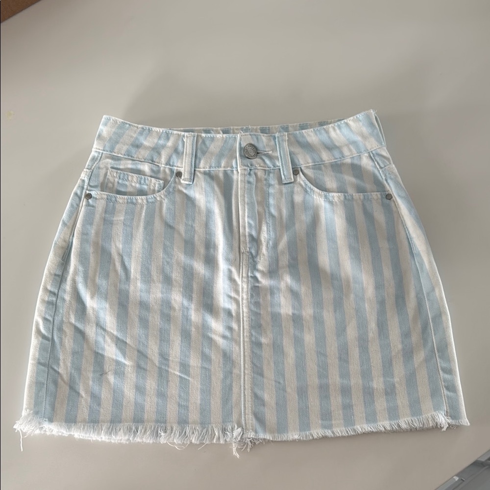 Pacsun Striped Blue and White Denim Mini Skirt